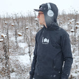 Der Nährberg: Der Freising-Hoodie mit Kopfhörer auf der Kapuze